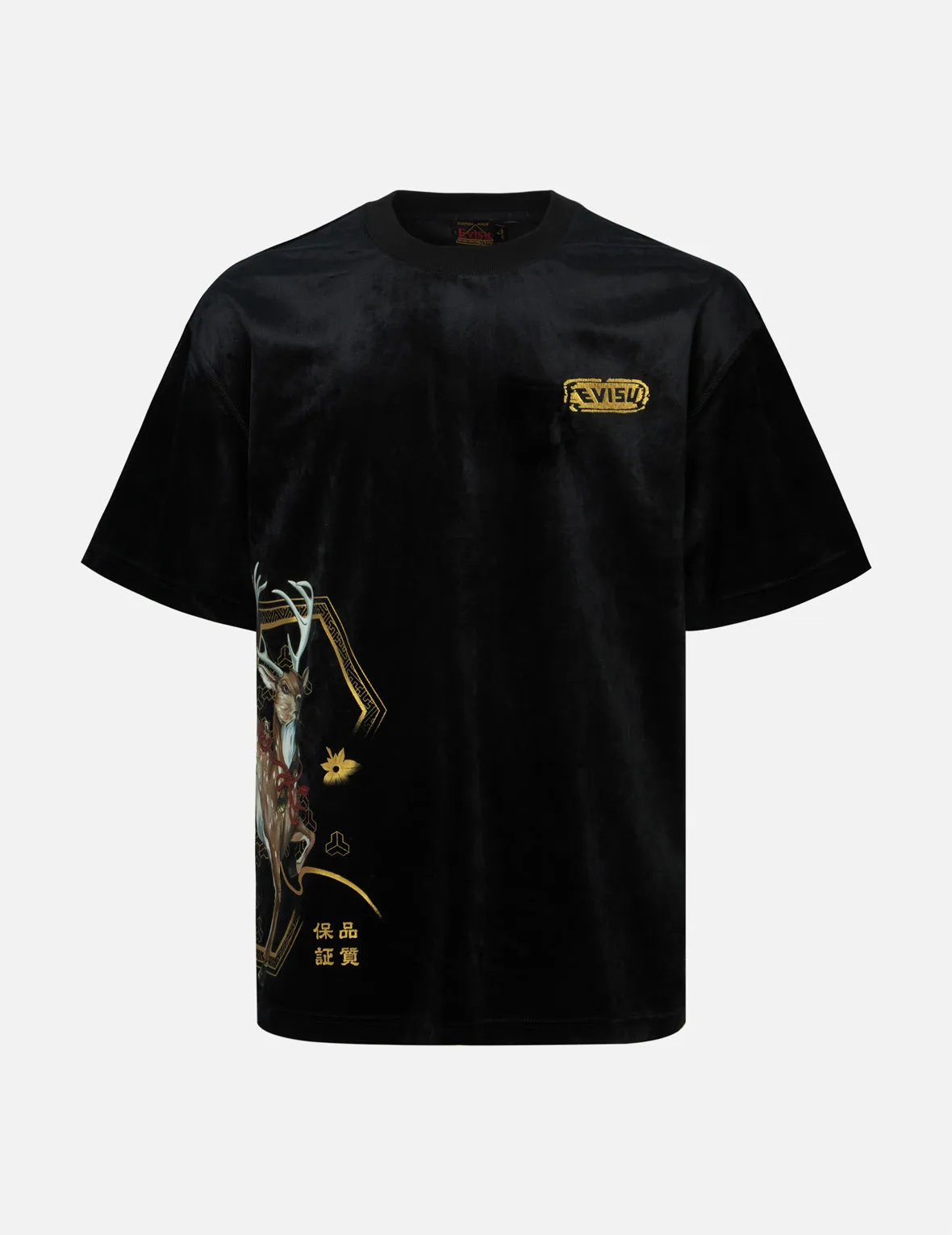 Divine Deer Print and Foil Logo Loose Fit T-shirt