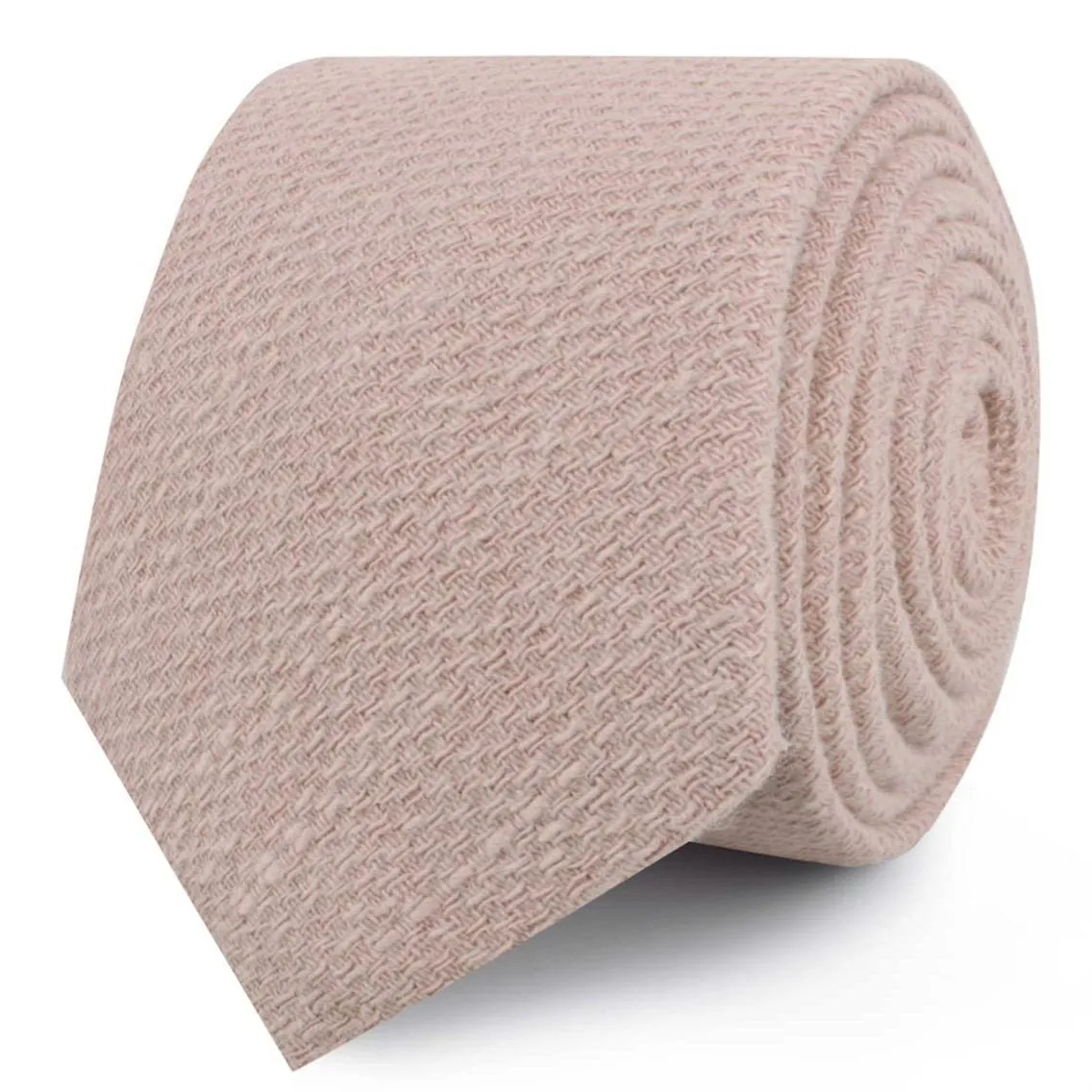 Dusty Beige Pink Linen Skinny Tie