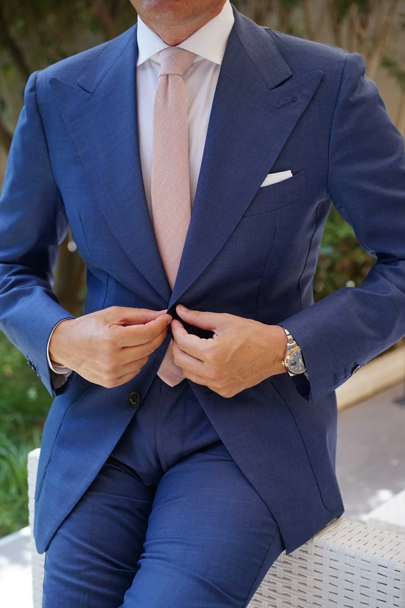 Dusty Beige Pink Linen Skinny Tie