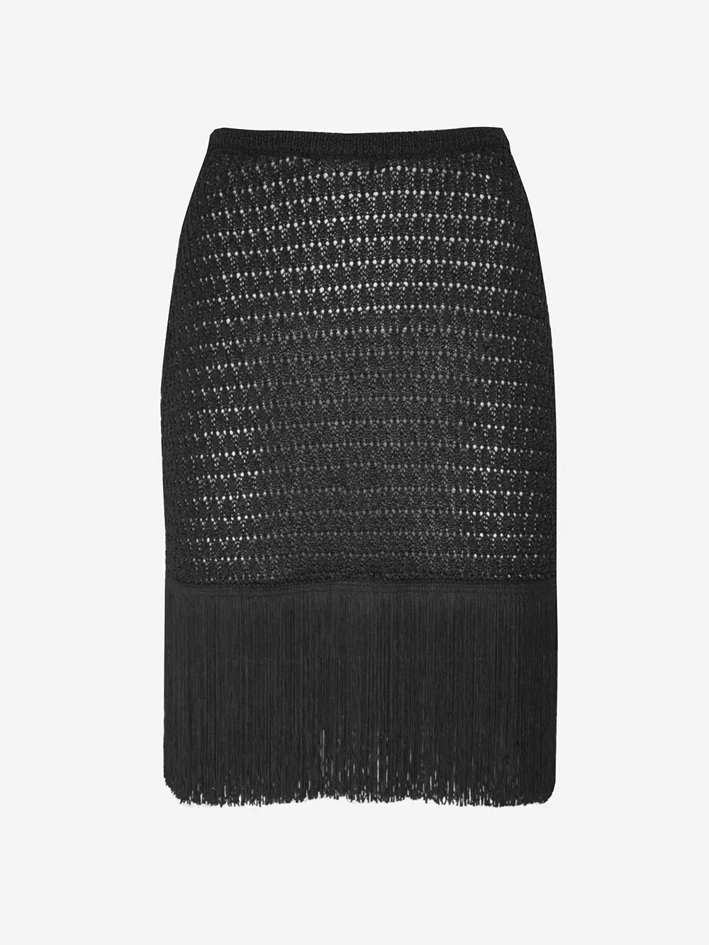 Eleonora gottardi - Gonna corta in maglia con frange sul bordo