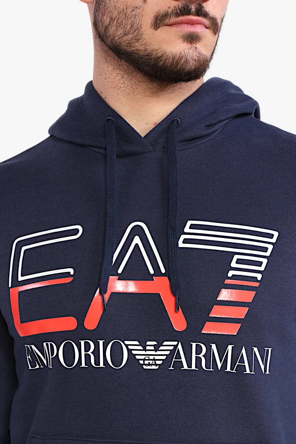 emporio armani ea7 Felpa Con Cappuccio Maxi Logo Series