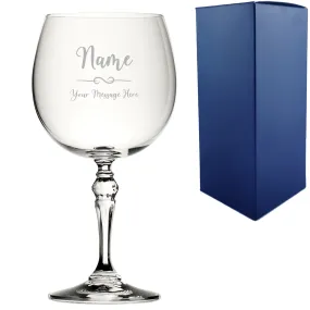 Engraved Crystal Gin and Tonic Glass with Flourish Design, Personalise with Any Name and Message