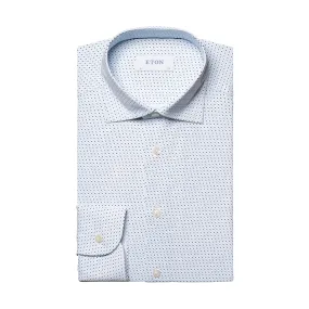 Eton - Slim Fit Patterned Shirt in White/Blue