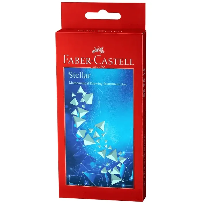 Faber-Castell Stellar Geometry Set Maths Mathematics 11 Pieces Blue Compass Protractor
