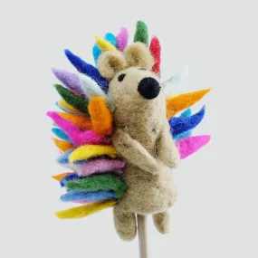 Felt Finger Puppet-Rainbow Hedgehog