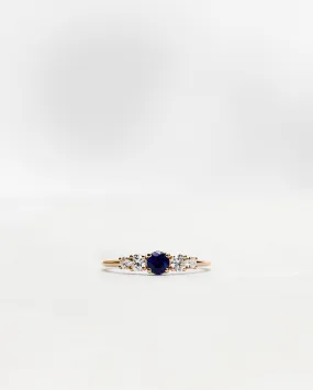 Finished: Elise Ring with Dark Blue Sapphire and Diamonds TWVS