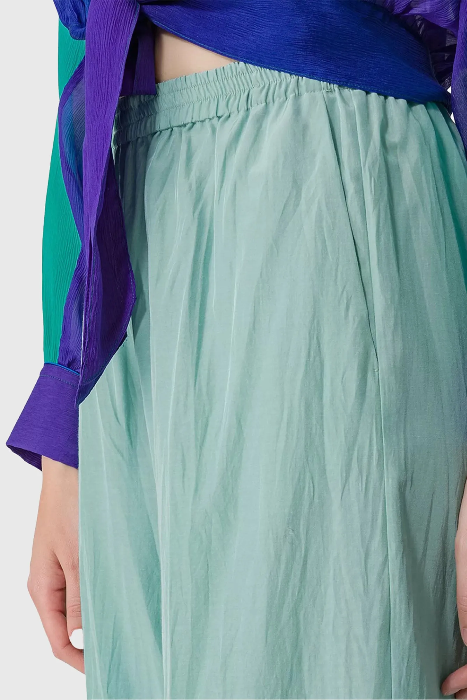 Forte Forte Pantalone Palazzo Taffetas Chic Verde Acqua Donna