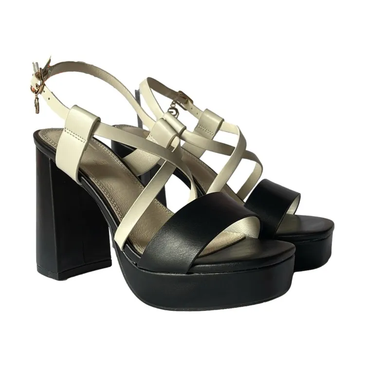 Gold & Gold GD 86 Sandali Donna Tacco Alto con Cinturino Nero Beige