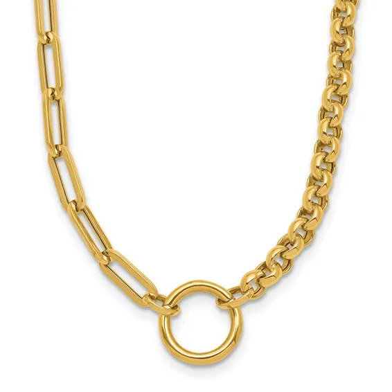 Gold 50/50 Paperclip Rolo Necklace
