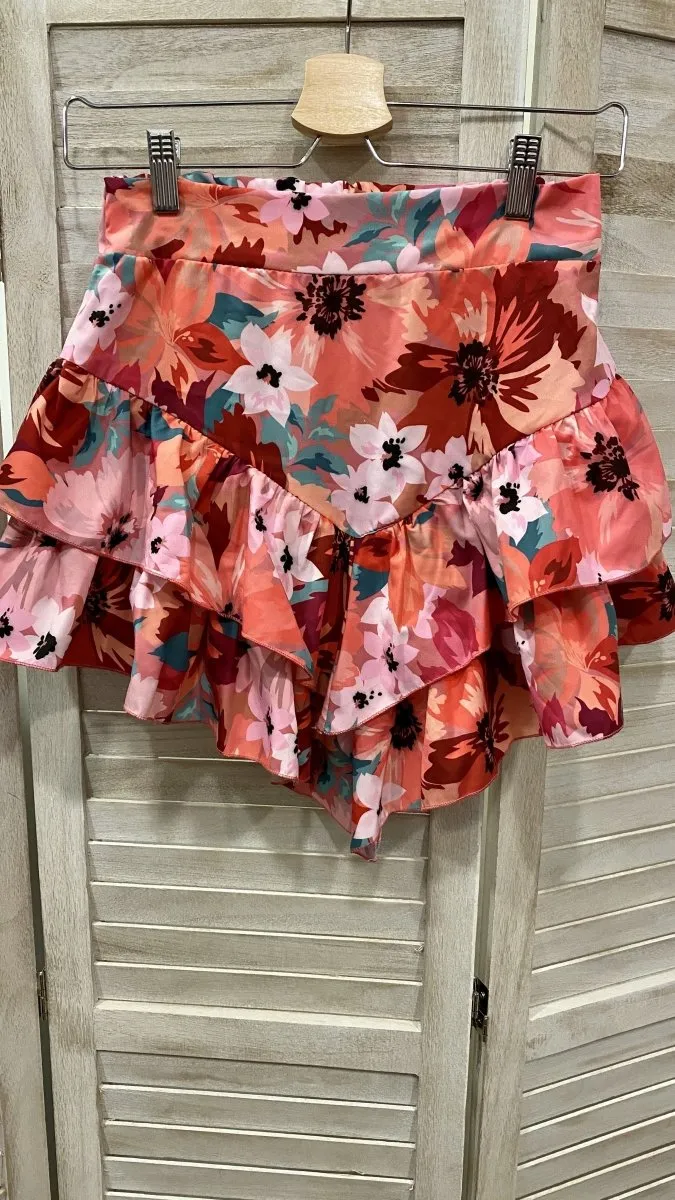 Gonna con stampa floreale e vita elasticizzata