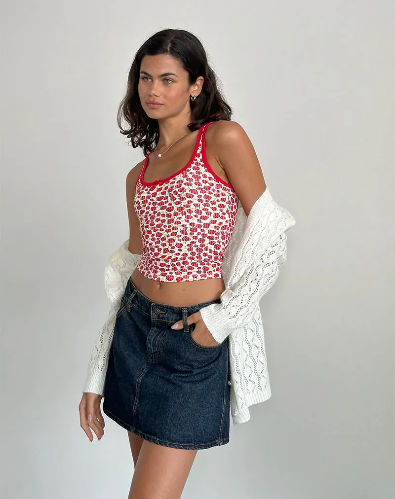 Grodi Fitted Top in Strawberry 2023 Print