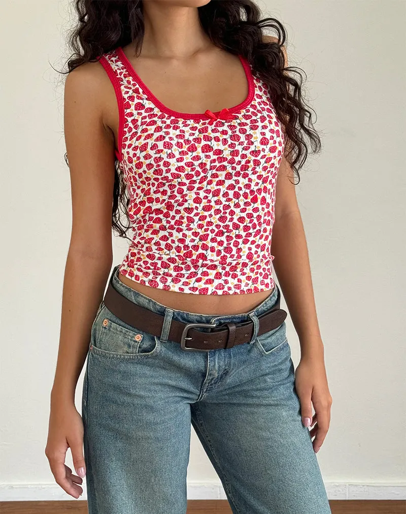 Grodi Fitted Top in Strawberry 2023 Print