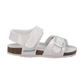 Grunland ARIA SB1257 Sandali Bambina Doppia Fascia Bianco Glitter