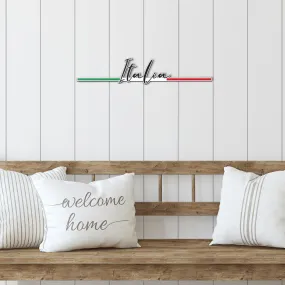Italian Signature & Minimalist Flag - Colored Metal Art