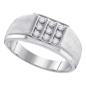 Keene Jewelers 10kt White Gold Mens Round Diamond Square Cluster Ring 1/4 Cttw