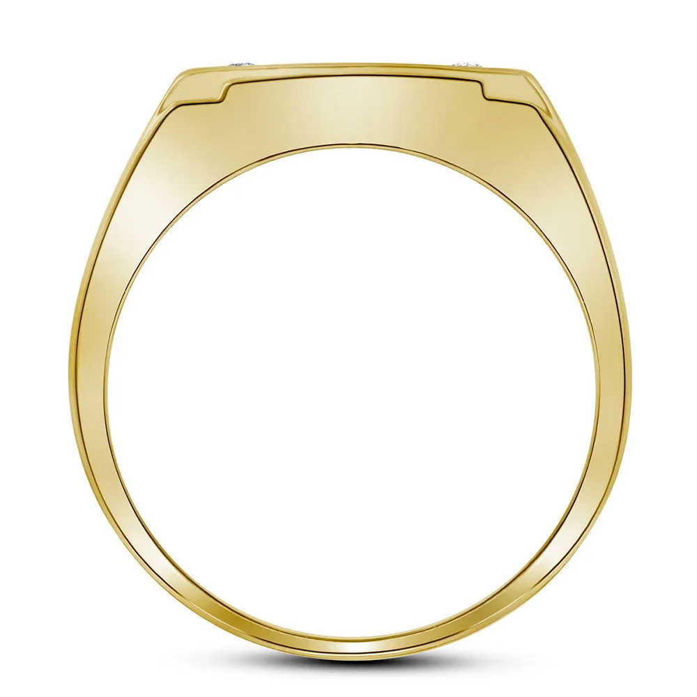 Keene Jewelers 10kt Yellow Gold Mens Round Diamond Square Cluster Ring 1/2 Cttw