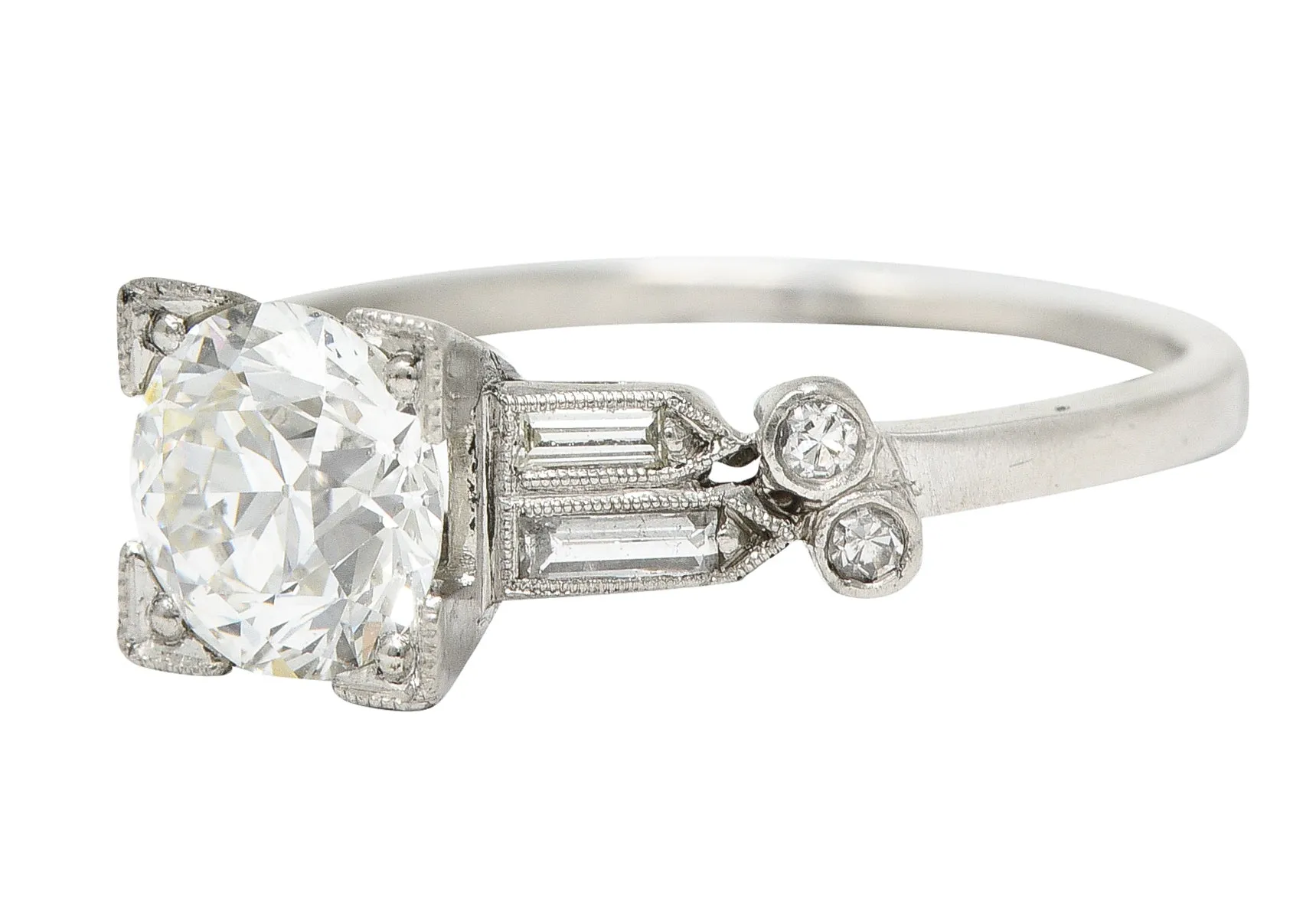 Late Art Deco 1.31 CTW Diamond Platinum Engagement Ring GIA