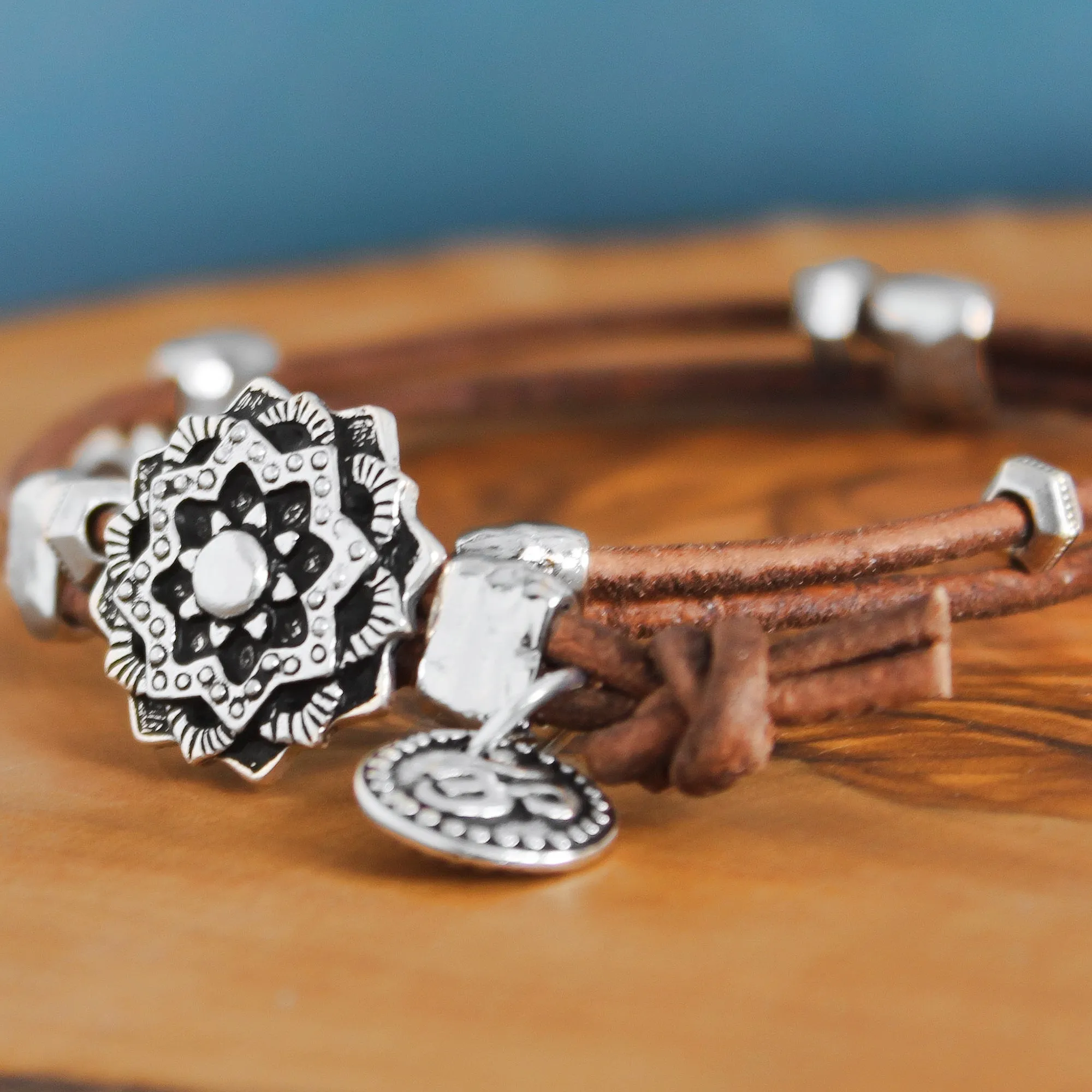 Leather Mandala Bracelet