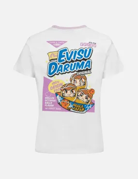 Logo and Takoyaki Daruma Print Regular Fit Ringer T-shirt