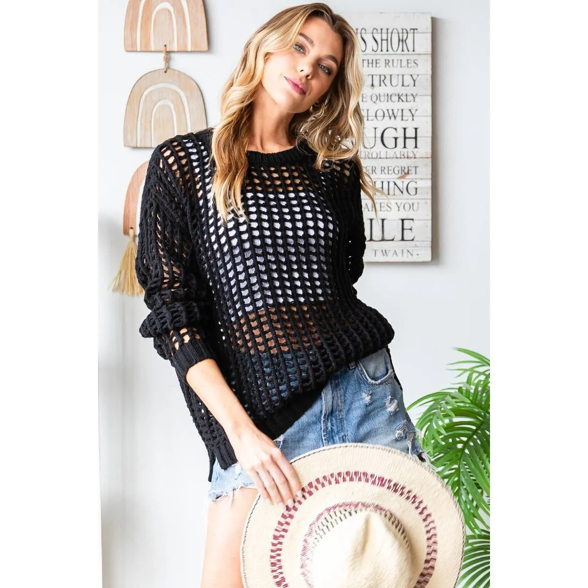 Loose Fit Crochet Sweater: