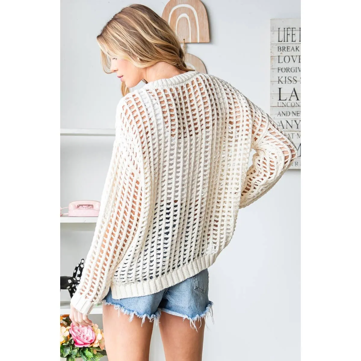 Loose Fit Crochet Sweater: