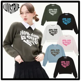 LUV IS TRUE  |Street Style Logo V-neck & Crew neck
