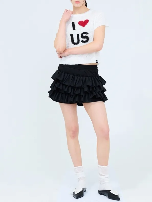 LUV IS TRUE  |Street Style Plain Short Sleeves Logo V-neck & Crew neck