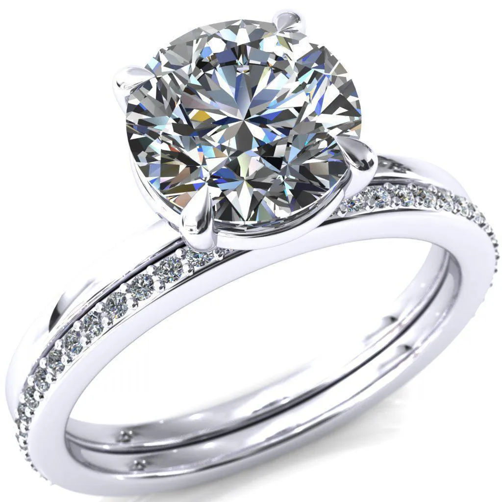 Lyla Round Lab-Grown Diamond Center Stone 4 Claw Prong Single Rail Solitaire Ring