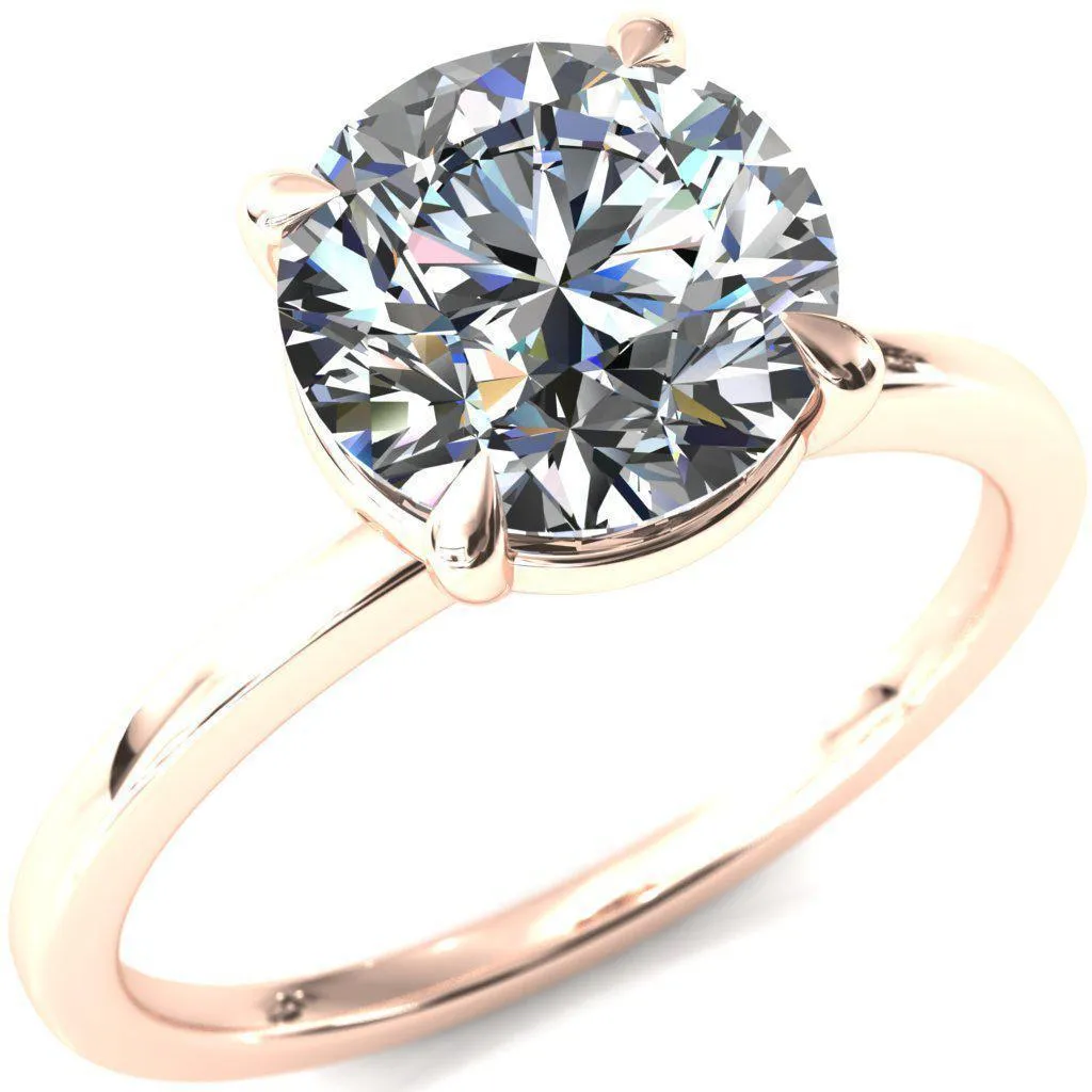 Lyla Round Lab-Grown Diamond Center Stone 4 Claw Prong Single Rail Solitaire Ring