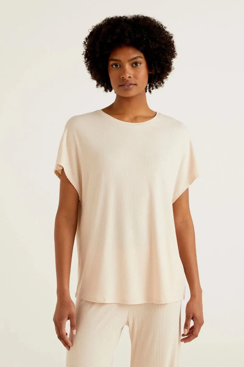 Maglia fluida comfort fit donna Beige