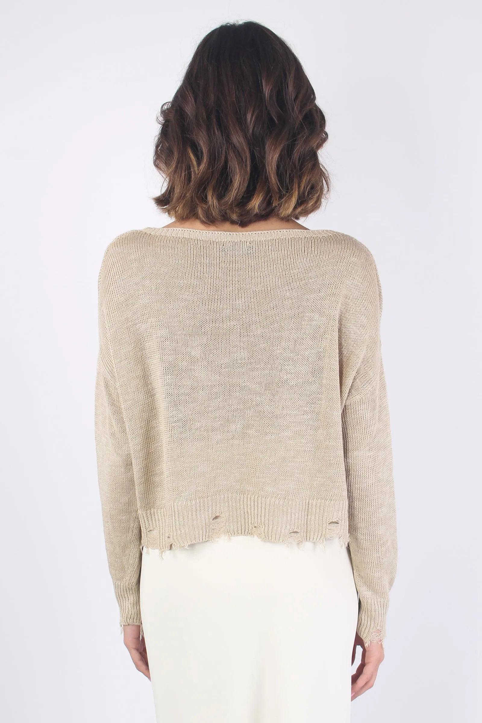 Maglia Rotture Misto Lino Sabbia