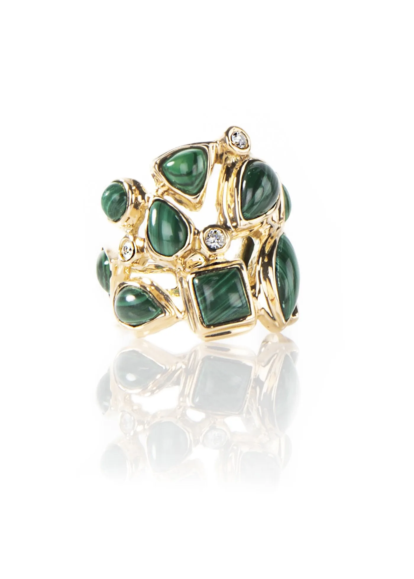 Malachite & Diamond 18K Gold Mosaic Statement Ring
