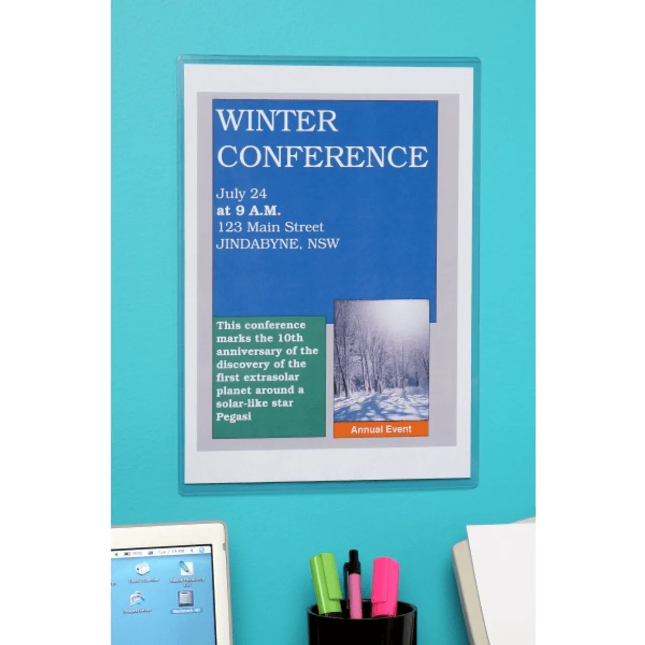 Marbig Document Protector Holder Sign PVC A4 Wall Mountable Clear 5 Pack