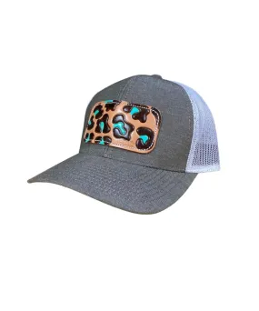 McIntire Saddlery Turquoise Leopard Cap