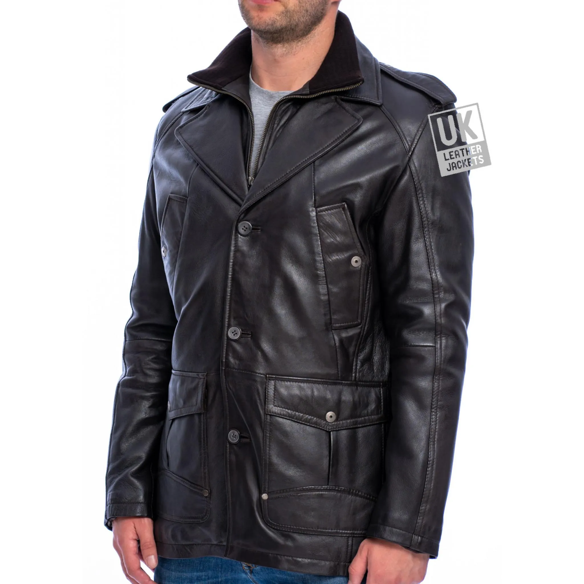 Mens Brown Leather Coat Bernie | UK Leather Jackets