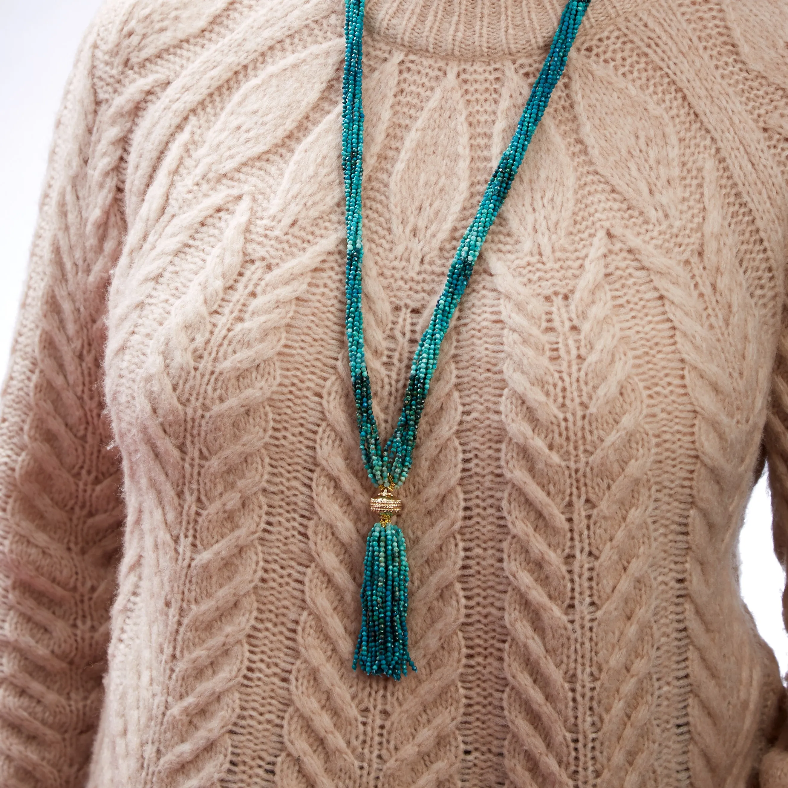Michel Chrysocolla Faceted 2.5mm Tassel
