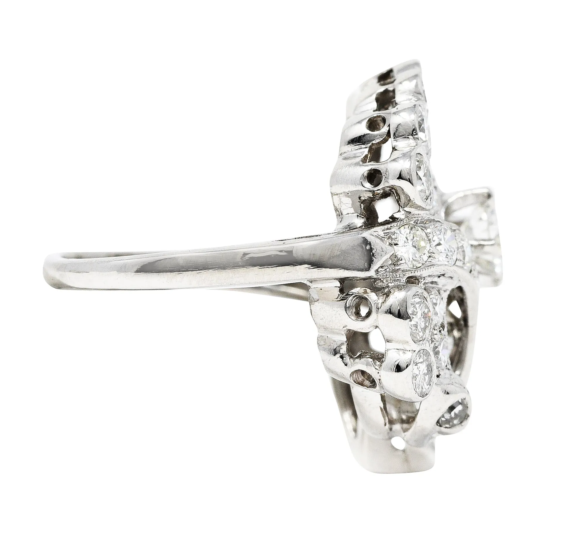 Mid-Century 1.82 CTW Diamond Platinum Cocktail Ring