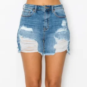 Mom Fit Distressed Shorts Medium