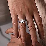 Mounting Only, 14k White Gold Oval Halo Engagement Ring