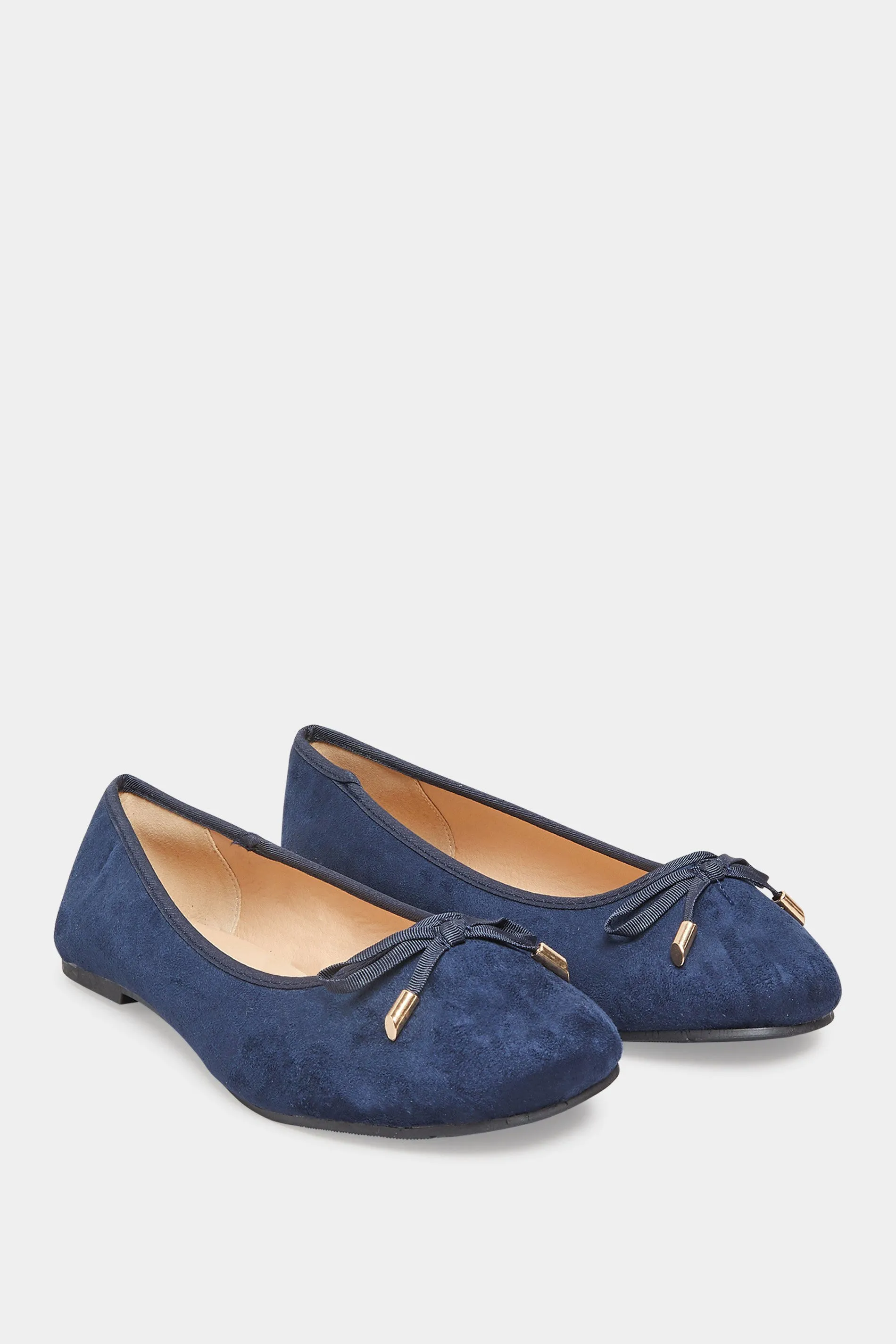 Navy Blue Ballerina Pumps In Wide E Fit & Extra Wide EEE Fit