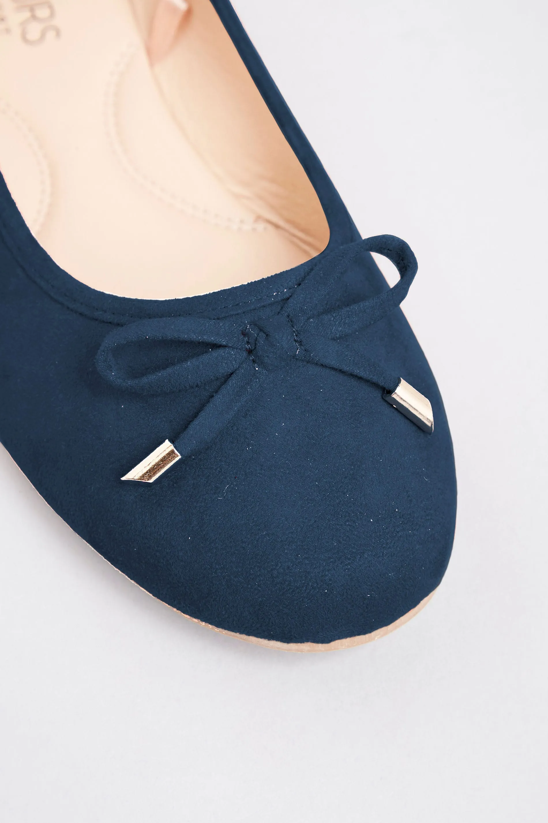 Navy Blue Ballerina Pumps In Wide E Fit & Extra Wide EEE Fit