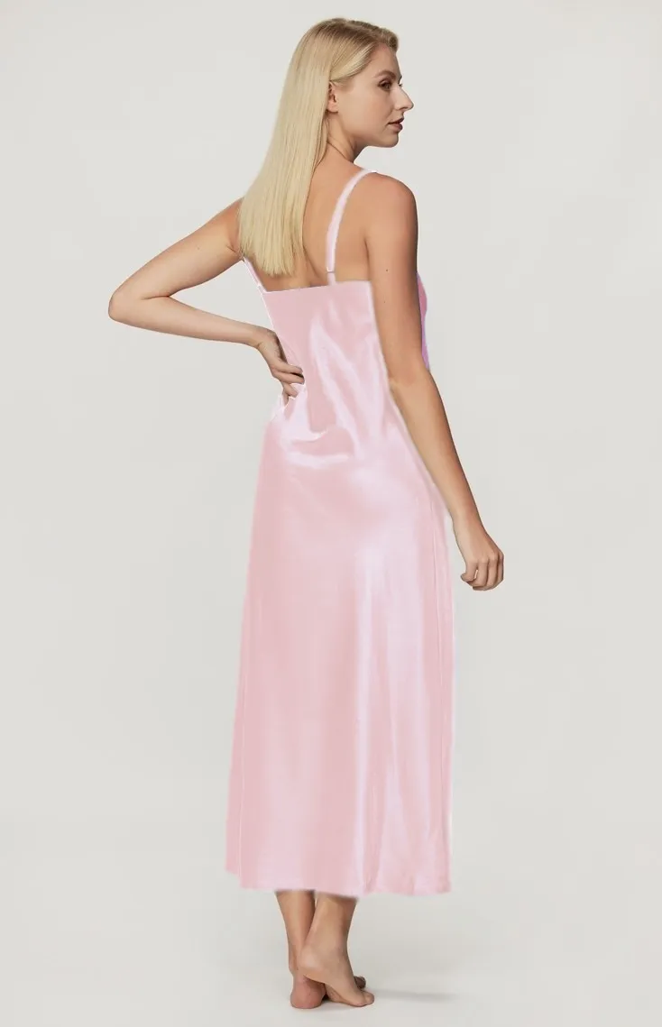 Nuisette longue satin rose Iga