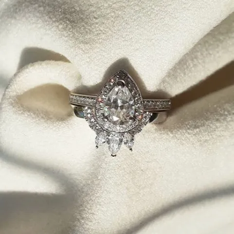 Pear Halo Ring