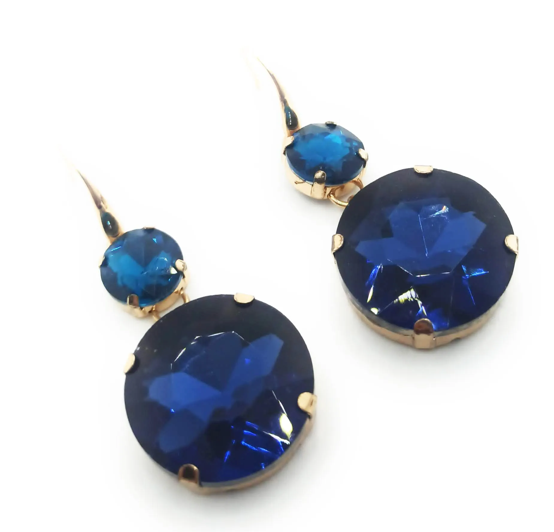 Pendientes Largos de Cristales de Colores XL · Azul