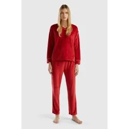 Pigiama in velour donna Rosso