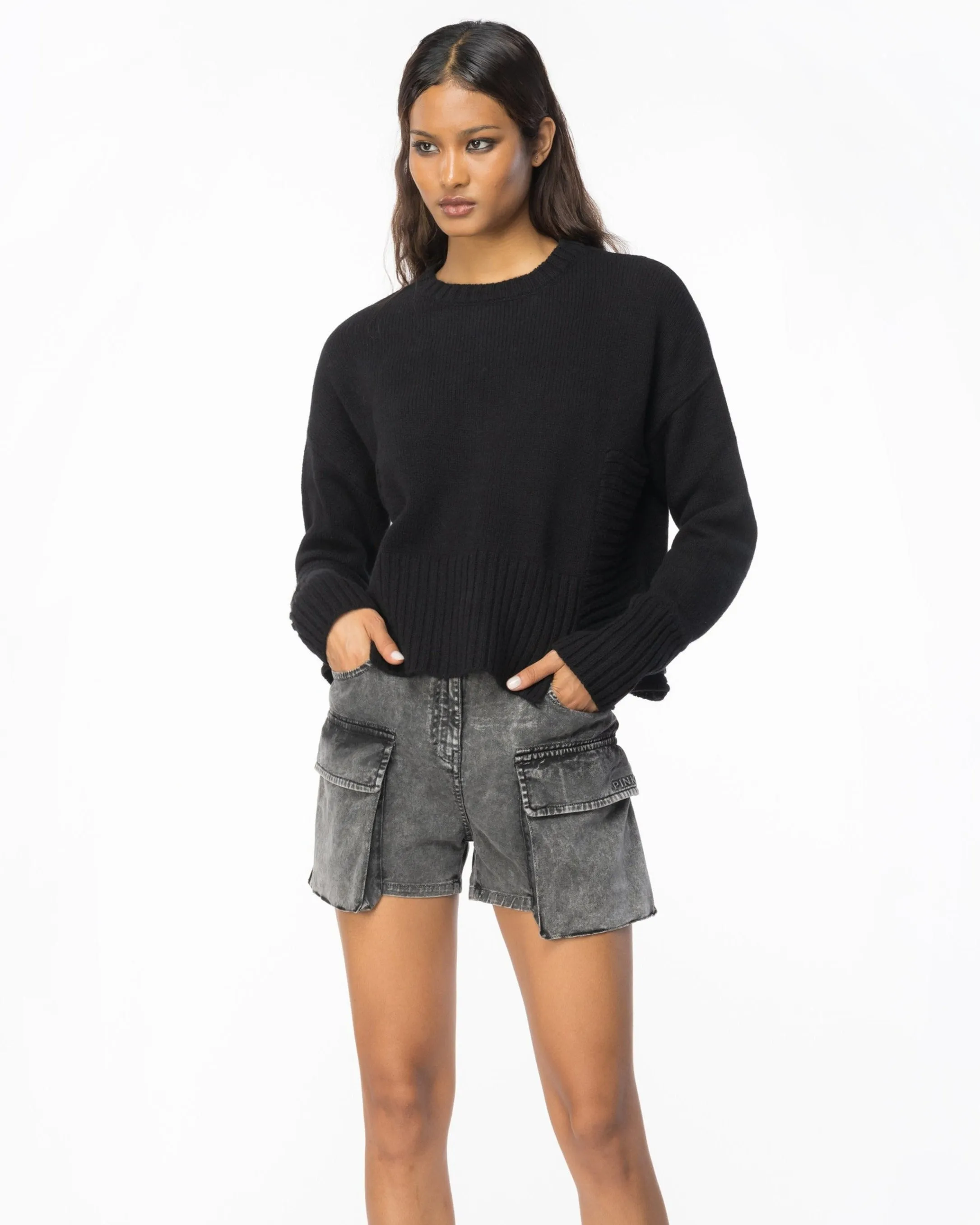 Pinko Maglia Armadillo In Lana E Cachemire Nero