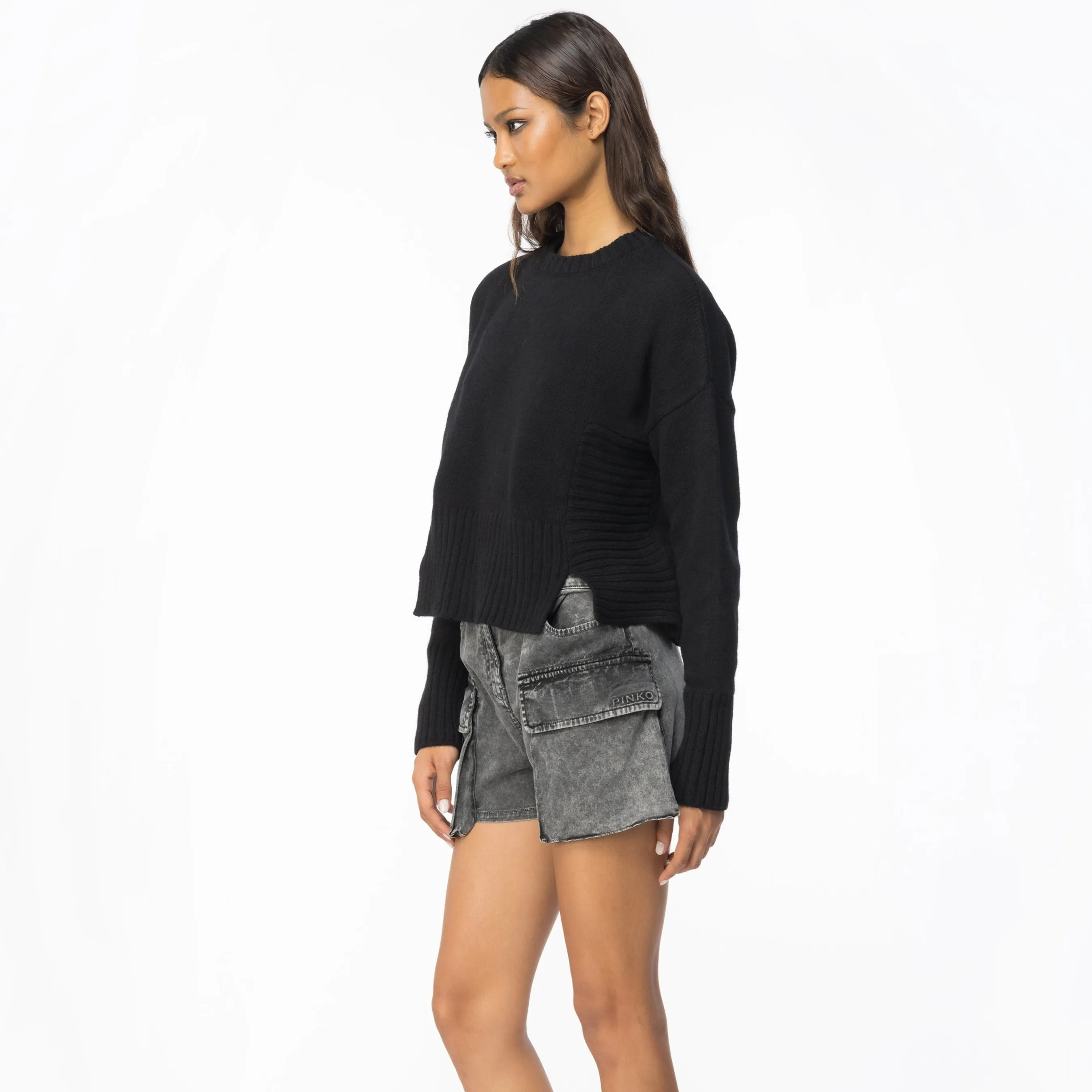 Pinko Maglia Armadillo In Lana E Cachemire Nero
