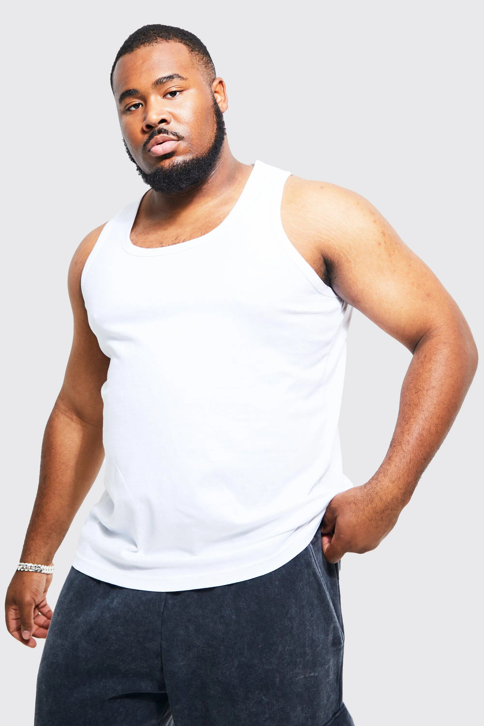 Plus Basic Vest | boohooMAN UK