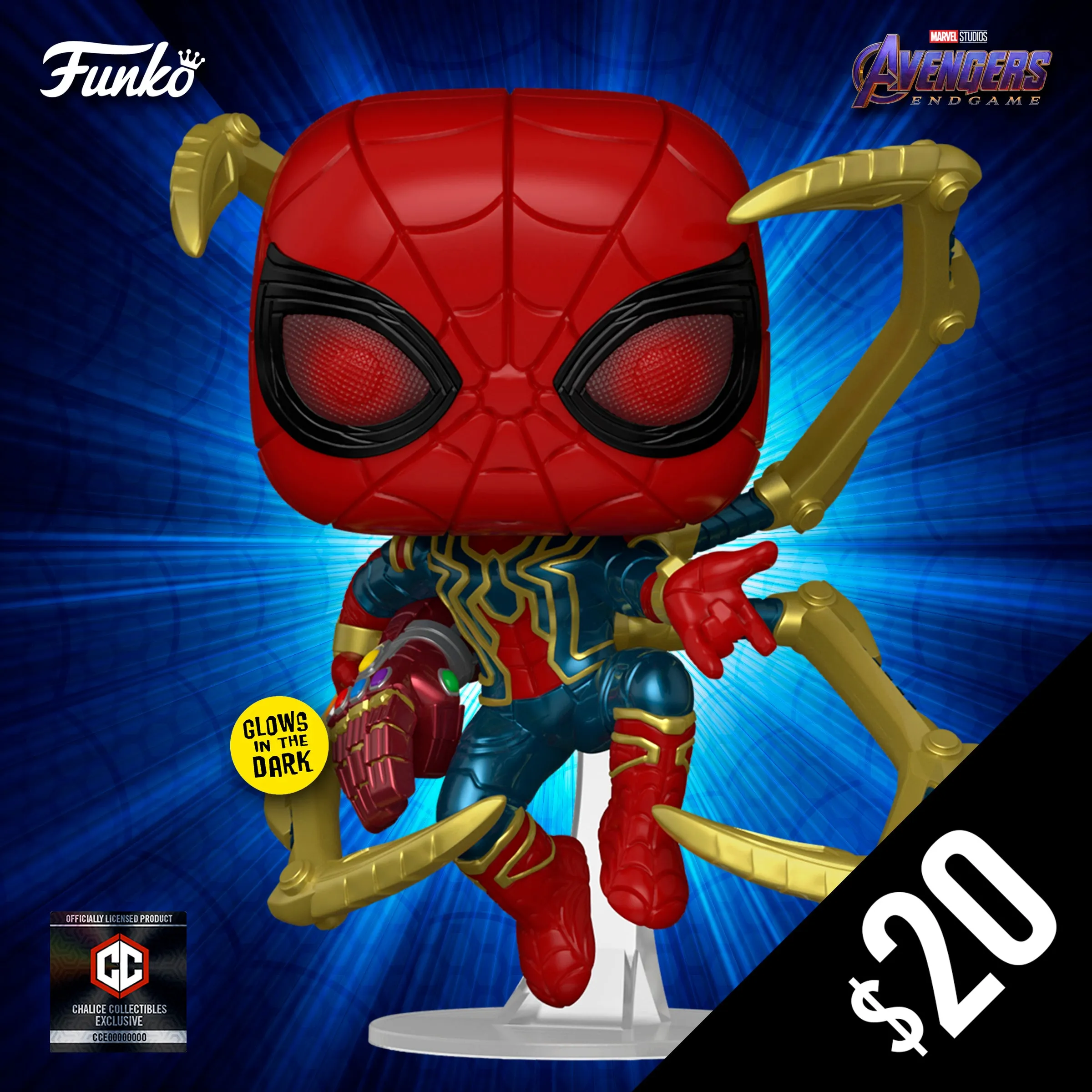 Pre-order Funko Pop! Chalice Collectibles Exclusive: Avengers Endgame: Iron Spider (GITD) #574