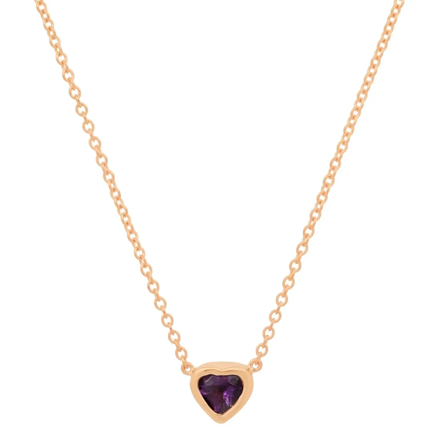Precious Heart-Shaped February Birthstone Necklace